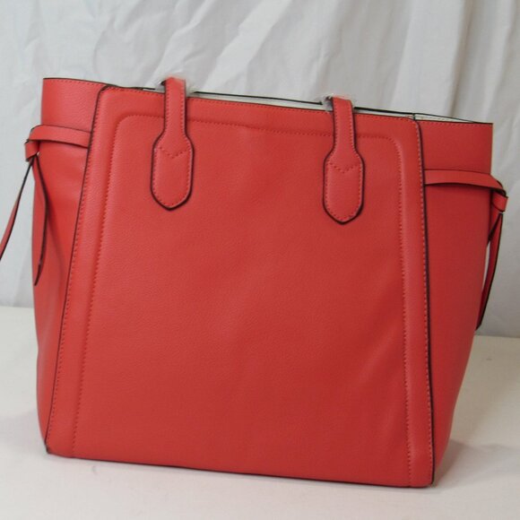 Women's Monogram Embroidered Leather Purse Tote Bag Set 4 Matching Pieces Orange - Picture 3 of 16